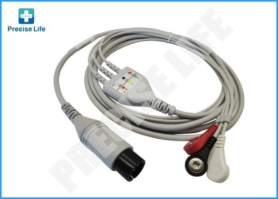 Goldway one piece type ECG cable 3 leads with snap Round 6 pin AHA color code